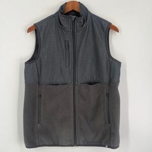 FIGS Men Size Small Charcoal Gray Mixed Media Fleece Full Zip Vest